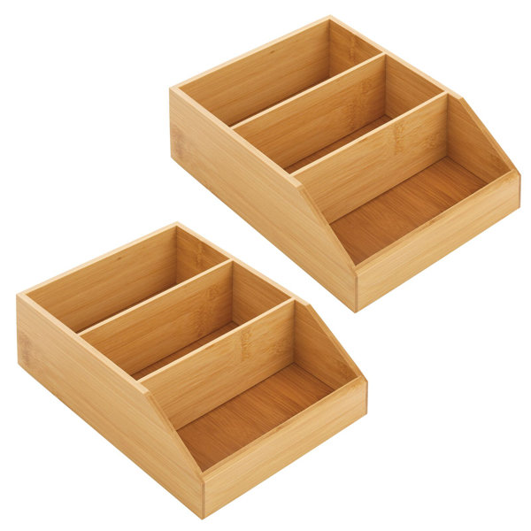mDesign Bamboo Wood 3 Tier Bathroom Counter Organizer Bin - 2 Pack ...
